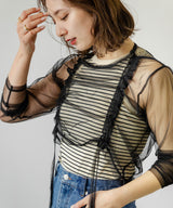 【10/23 10:59までの特別価格】【メール便】ダブルシャーリングチュールトップス