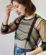 【10/23 10:59までの特別価格】【メール便】ダブルシャーリングチュールトップス