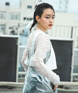 【10/23 10:59までの特別価格】【メール便】シアーギャザートップス【チュール】
