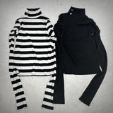ロングスリーブ指穴タートルリブカットソートップス