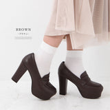 10.5cmヒール美脚ローファーパンプス