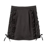 【10/23 10:59までの特別価格】サイドフリルレースアップタイトスカート