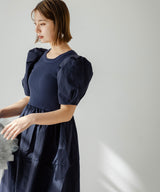 【10/23 10:59までの特別価格】ボリュームスリーブドッキングワンピース【ニット】