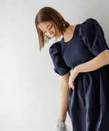 【10/23 10:59までの特別価格】ボリュームスリーブドッキングワンピース【ニット】
