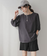 【10/23 10:59までの特別価格】バルーン袖トップス&ハーフパンツ/ラッシュガードセット