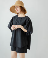 【10/23 10:59までの特別価格】バルーン袖トップス&ハーフパンツ/ラッシュガードセット