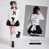 セーラーカラーブラウス学生服風セットアップ3点セット