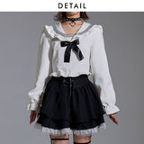セーラーカラーブラウス学生服風セットアップ3点セット