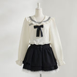 セーラーカラーブラウス学生服風セットアップ3点セット
