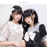レース重ねパールリボンお嬢様ワンピース