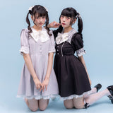 レース重ねパールリボンお嬢様ワンピース