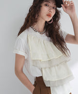 【10/23 10:59までの特別価格】ボリュームラッフルTシャツ