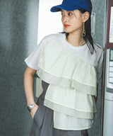 【10/23 10:59までの特別価格】ボリュームラッフルTシャツ