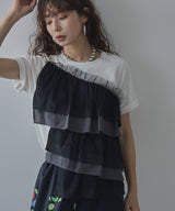 【10/23 10:59までの特別価格】ボリュームラッフルTシャツ