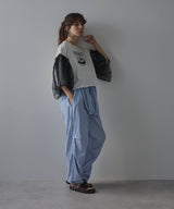 デザインプリントチュールスリーブTシャツ