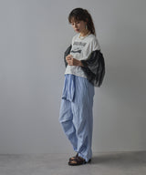 デザインプリントチュールスリーブTシャツ