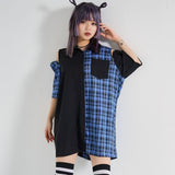 【10/23 10:59までの特別価格】2way肩ジップドラゴン柄配色半袖シャツ
