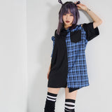 【10/23 10:59までの特別価格】2way肩ジップドラゴン柄配色半袖シャツ