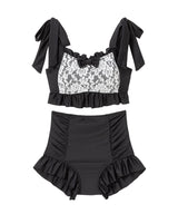 【10/23 10:59までの特別価格】レースリボンハイウエスト水着