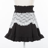 【10/23 10:59までの特別価格】レースフリル切替フレアスカート
