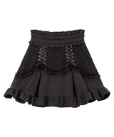 【10/23 10:59までの特別価格】レースフリル切替フレアスカート