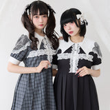 【10/23 10:59までの特別価格】デビル襟クロスフリルワンピース