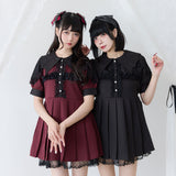 【10/23 10:59までの特別価格】デビル襟クロスフリルワンピース