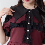 【10/23 10:59までの特別価格】デビル襟クロスフリルワンピース