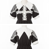 【10/23 10:59までの特別価格】デビル襟クロスフリルワンピース
