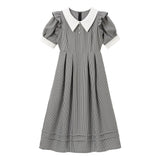 【10/23 10:59までの特別価格】配色角襟フリルタックワンピース