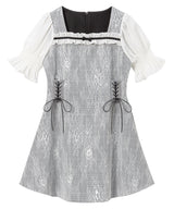 【10/23 10:59までの特別価格】レースレイヤードレースアップワンピース