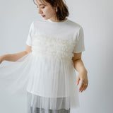 【10/23 10:59までの特別価格】チュールフリルドッキングTシャツ