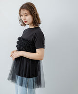 【10/23 10:59までの特別価格】チュールフリルドッキングTシャツ