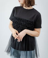 【10/23 10:59までの特別価格】チュールフリルドッキングTシャツ