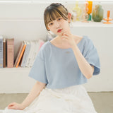 【10/23 10:59までの特別価格】【メール便】クロップドロゴ刺繍Tシャツ