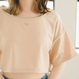 【10/23 10:59までの特別価格】【メール便】クロップドロゴ刺繍Tシャツ