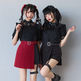 ガーター付きプリーツショートパンツ