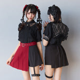 ガーター付きプリーツショートパンツ
