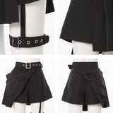 ガーター付きプリーツショートパンツ