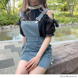 ゴージャスパールネック肩開きセクシーブラウス