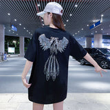 ビッグシルエットキラキラストーンTシャツ 【オーバーサイズ】【ロング丈】