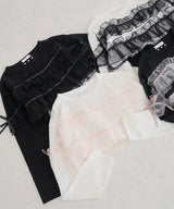 【10/23 10:59までの特別価格】チュールフリルリボンクロップドロンT【大きいサイズ有】