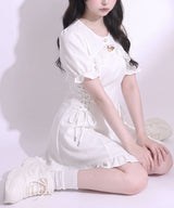 【10/23 10:59までの特別価格】サイドレースアップボレロドッキングスウェットワンピース