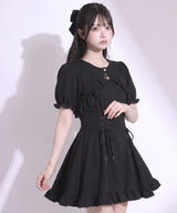 【10/23 10:59までの特別価格】サイドレースアップボレロドッキングスウェットワンピース