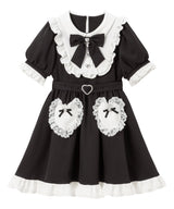 【10/23 10:59までの特別価格】ハートポケットリボンフリルワンピース