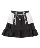 【10/23 10:59までの特別価格】ハートボタンペプラムスカート