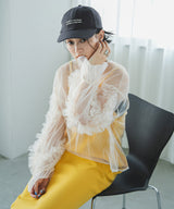 フリルキャンディースリーブシアープルオーバー