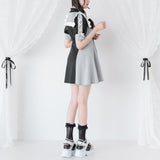 【10/23 10:59までの特別価格】ヨークメッシュレースアップジャージワンピース