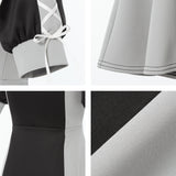 【10/23 10:59までの特別価格】ヨークメッシュレースアップジャージワンピース