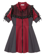 【10/23 10:59までの特別価格】ヨークメッシュレースアップジャージワンピース